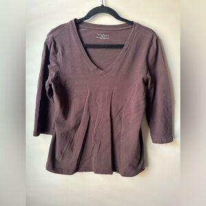 Philosophy Republic Clothing Women’s Brown V-Neck 3/4 Sleeve Top Size Medium